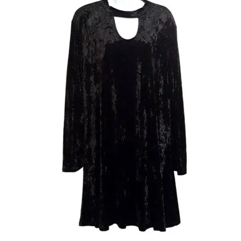 3X Plus Size M. Fasis Black Velvet Swing Dress Womens Gothic Goth